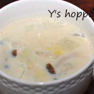 白菜とシメジの豆乳スープ